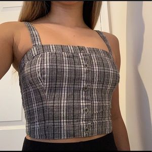 Hollister plaid square neck crop tank